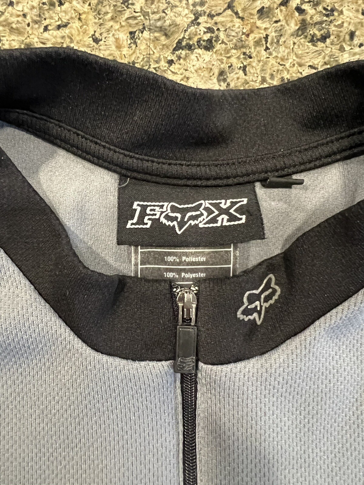 Men Fox Bike Cycling S 1/4 Zip Back Pocket Gray Pullover Dirt Long Sleev Sweater