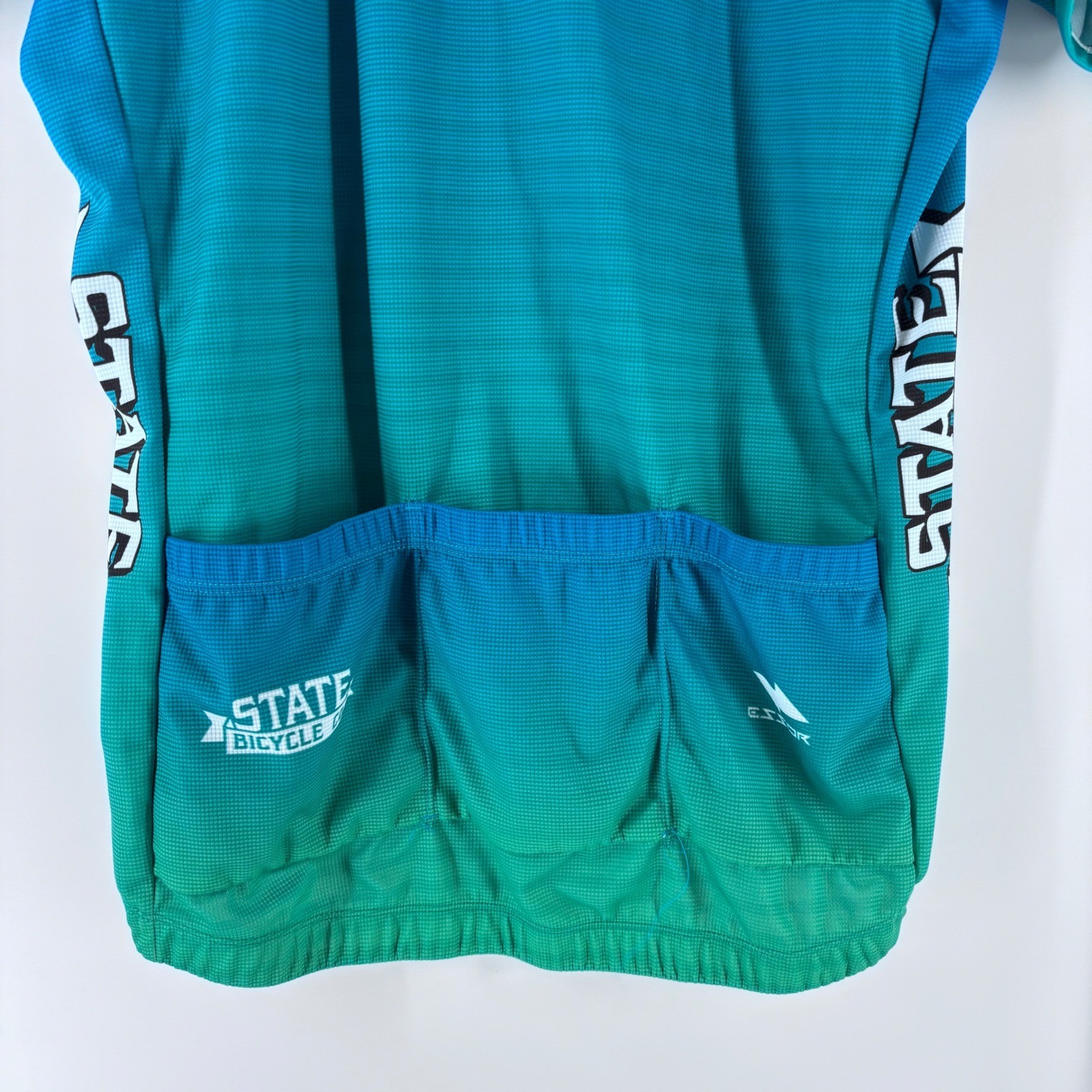State Bicycle Co Cycling Jersey Mens L Blue Green Essor Leaf Graphic Bike Shirt