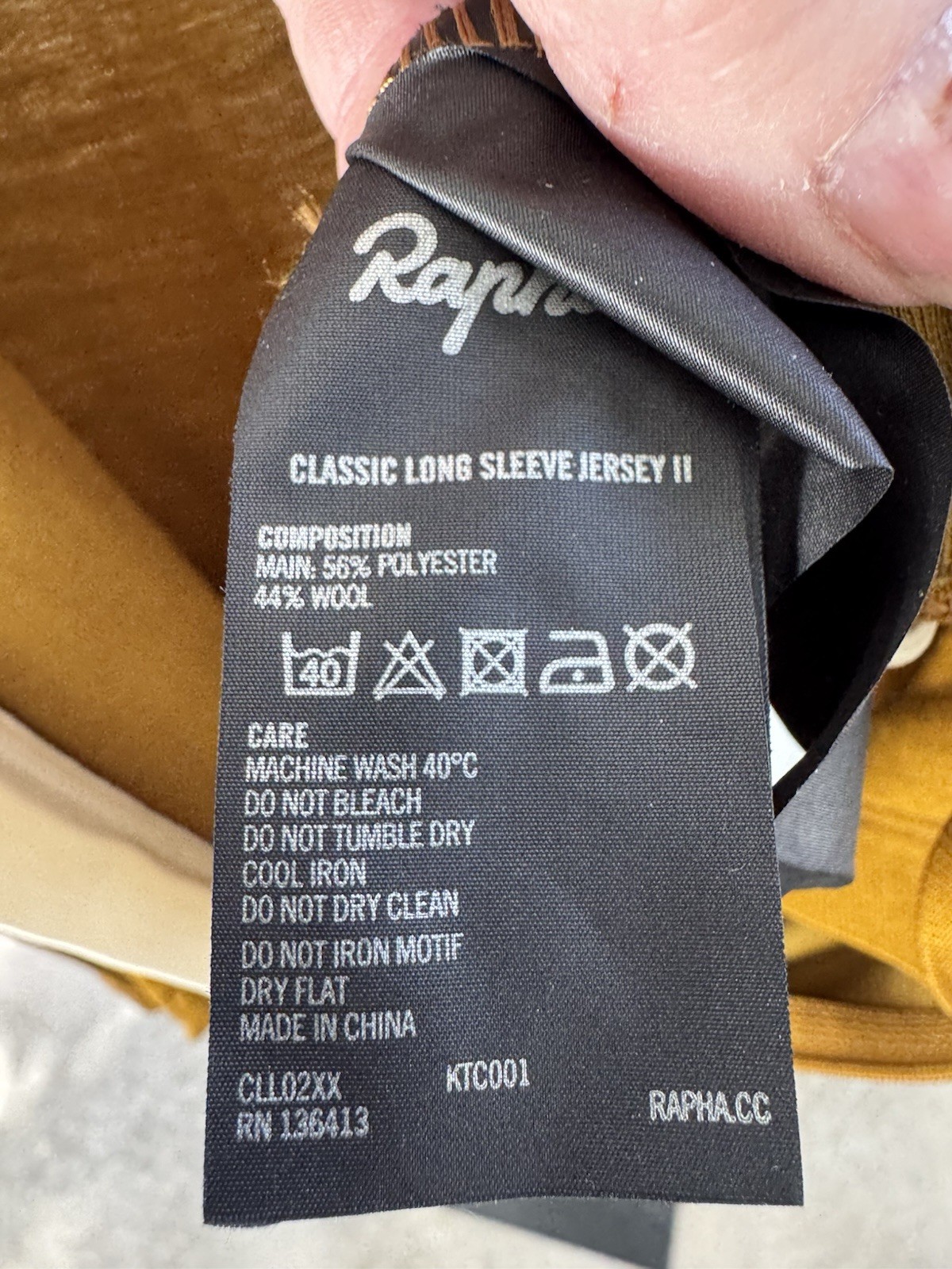 Rapha Classic Long Sleeve Jersey II Gold Merino Blend Cycling Jersey L – Clean