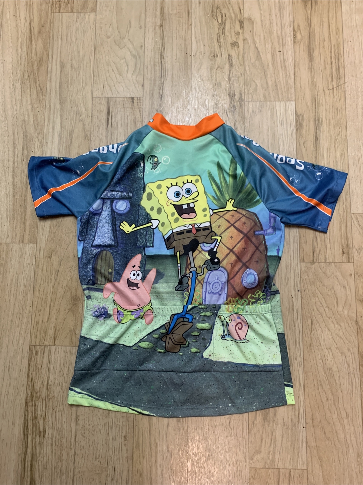 Descente SpongeBob Bike Jersey Youth Sz L Pedal SpongeBob 1/4 Zipper 3 Pockets