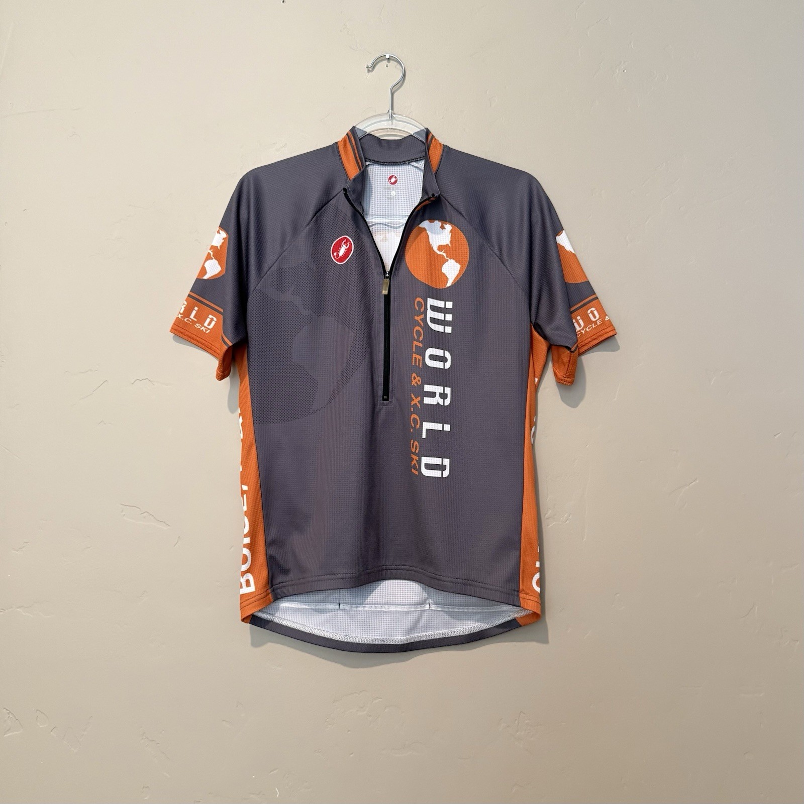 Castelli Cycling Jersey Mens Large Gray Orange Boise Bike Club Shirt 3/4 Zip
