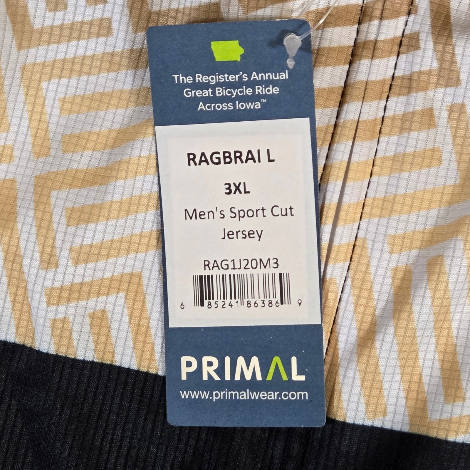 Primal Ragbrai L Cycling Jersey 3XL Iowa 100% Polyester NWT