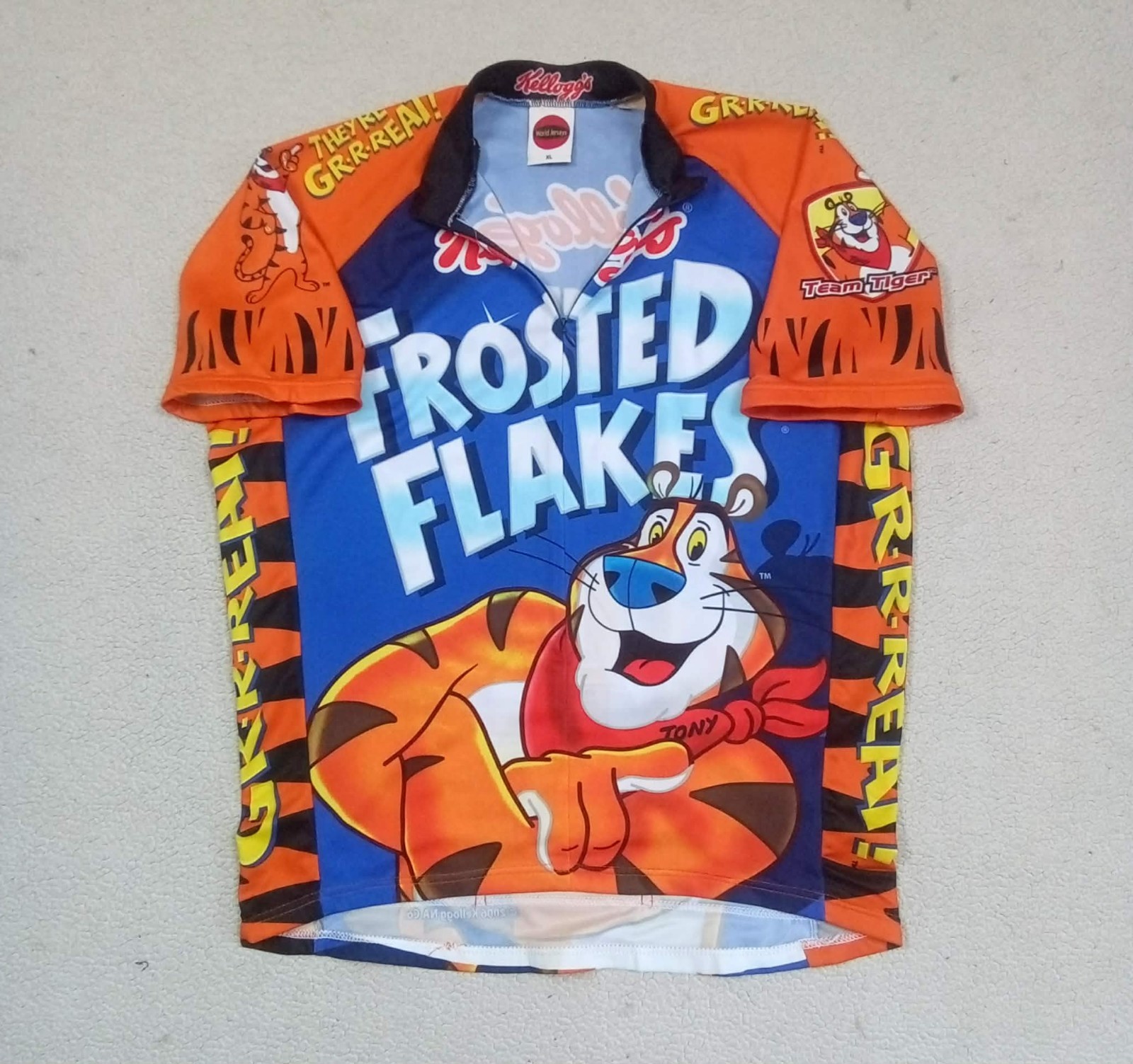 RARE VTG 2006 Kellogg’s Frosted Flakes Tony the Tiger Cycling Jersey — Size XL