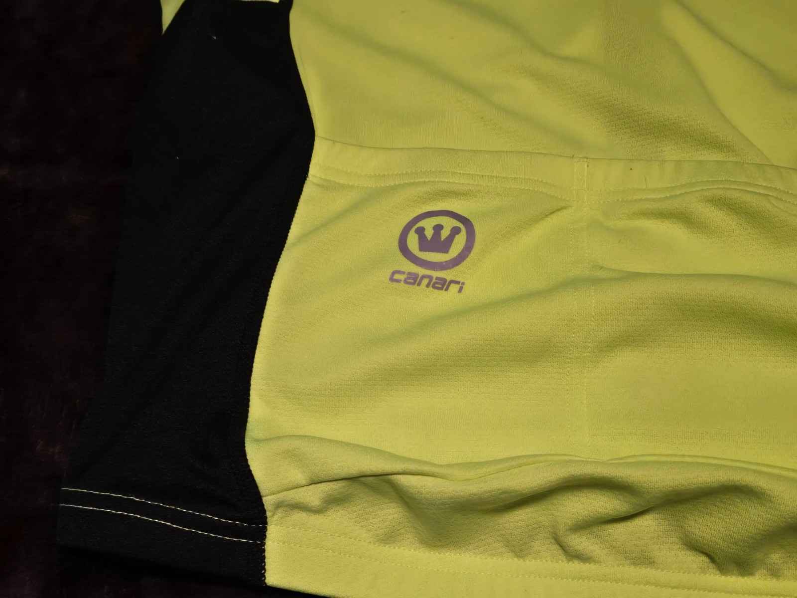 Canari Neon Yellow/Black Cycling Shirt-Full Zip-3 Rear Pockets-Men’s Size XL-