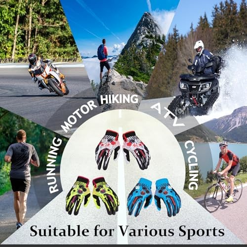 Unisex Dirt Bike Gloves, Full Finge Touchscreen Motorcycle Medium Black/Red01