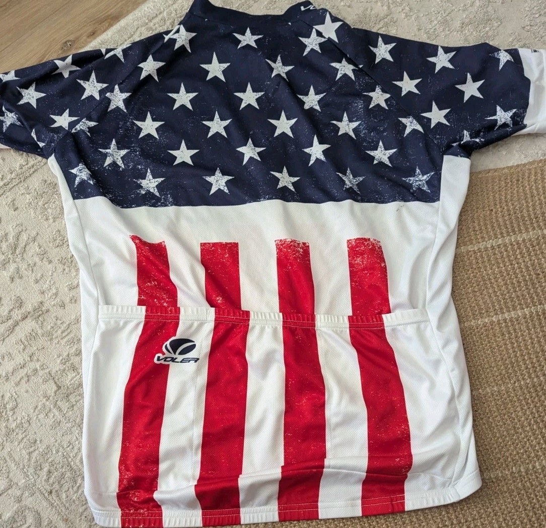 Voler Men’s Cycling Jersey 2XL Red White Blue Flag Print USA Let Freedom Ride