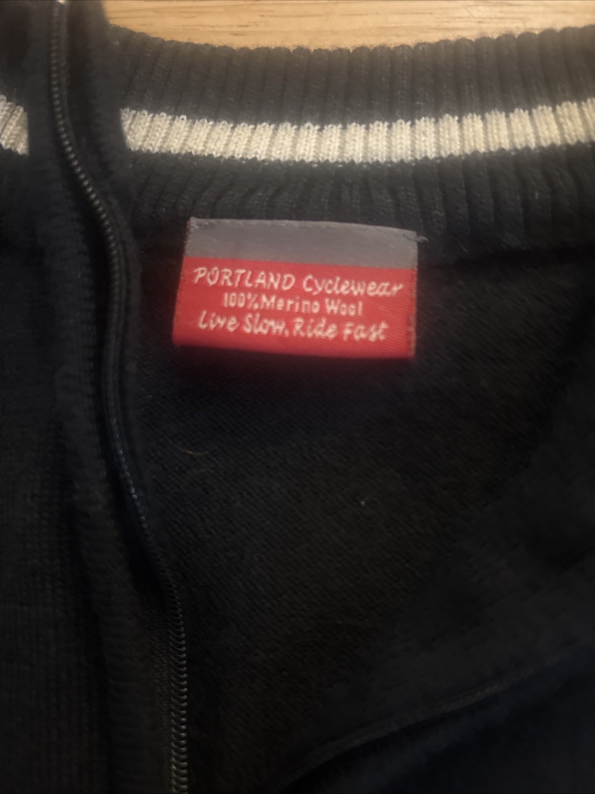 Portland Cyclewear 100% Merino Wool 1/4 Zip Cycling Shirt Flaws Vintage?