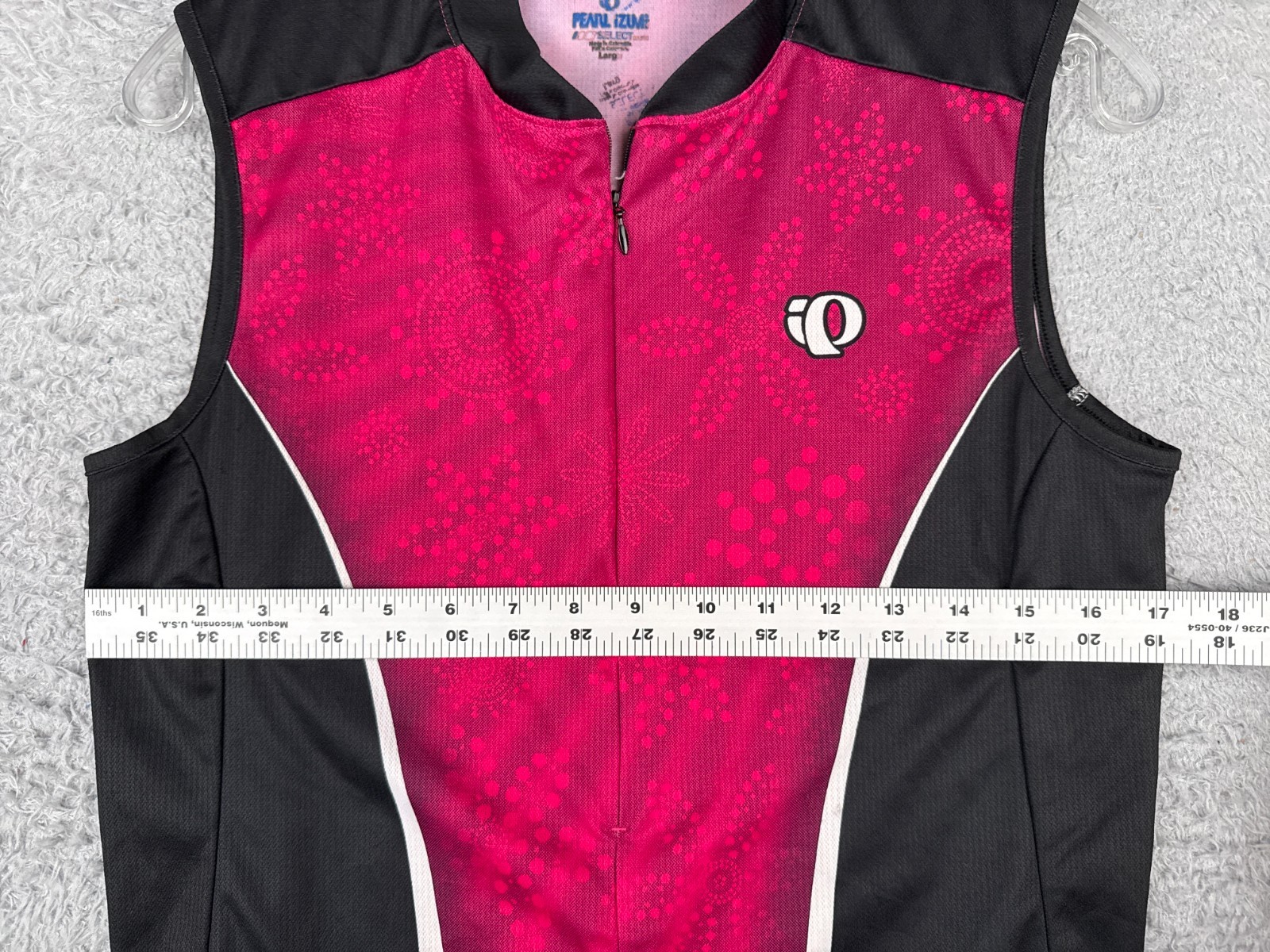 Pearl Izumi Cycling Jersey Large Megenta Black Floral Tank 1/2 Zip Polyester