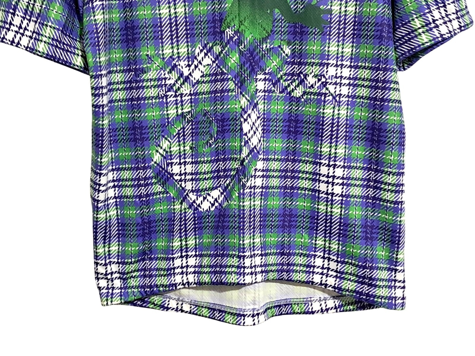 Vintage 1992 Giordana Mens XXL Cycling Jersey Green & Blue Plaid Polyester Tacte