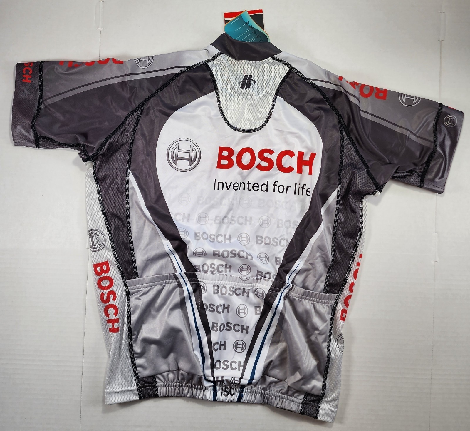 Hincapie Cycling Jersey Mens XL Gray White Graphic Athletic Race Fit Socks Bosch