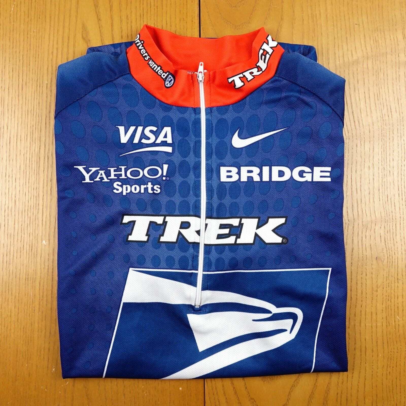 USPS Cycling Team Vintage Nike Quarter Zip Bike Jersey Mens Large Blue Trek 90s