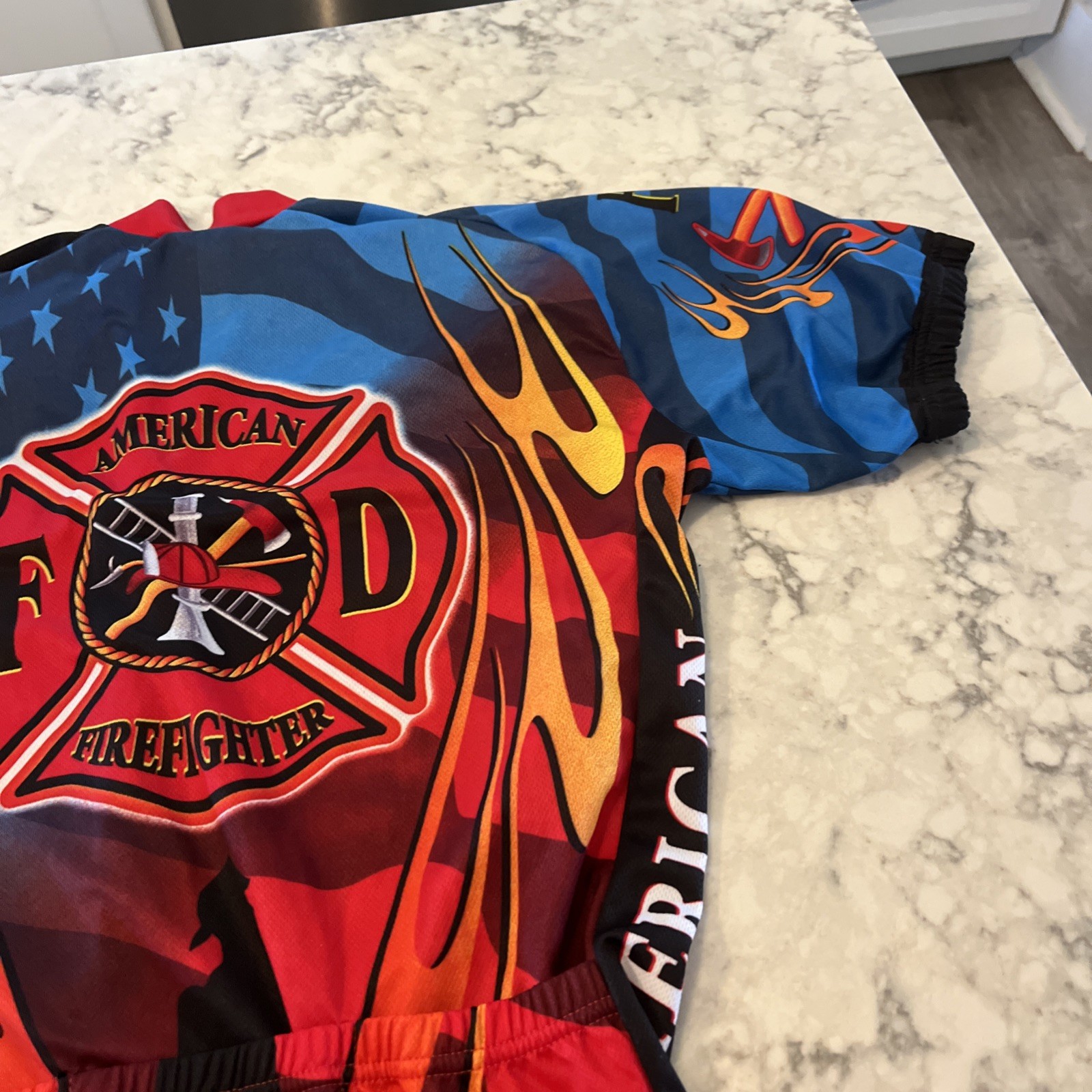 American Firefighter Bicycling Cycling Jersey Mens Size L By World Jersey