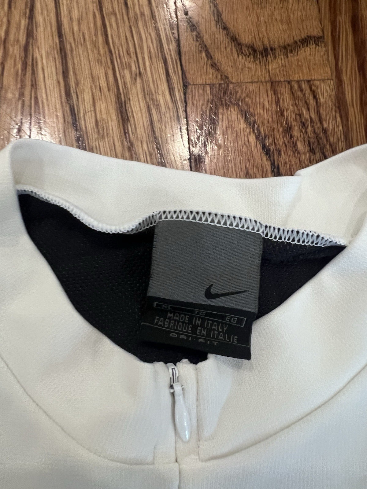Nike Dri Fit Men’s Cycling Jersey Bike Shirt Zip 3 Pocket White Black Size XL