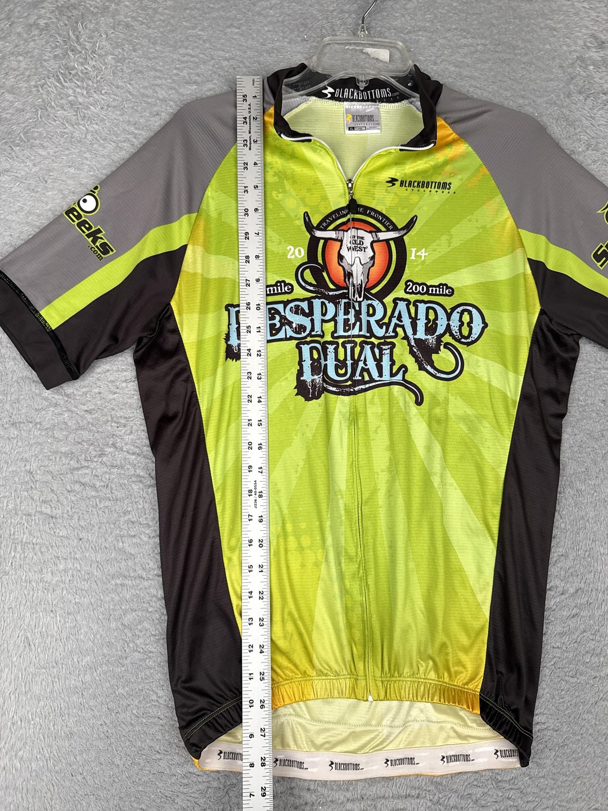 Blackbottoms Cycling Jersey Mens XL Green Desperado Dual Full Zip Pockets Bike