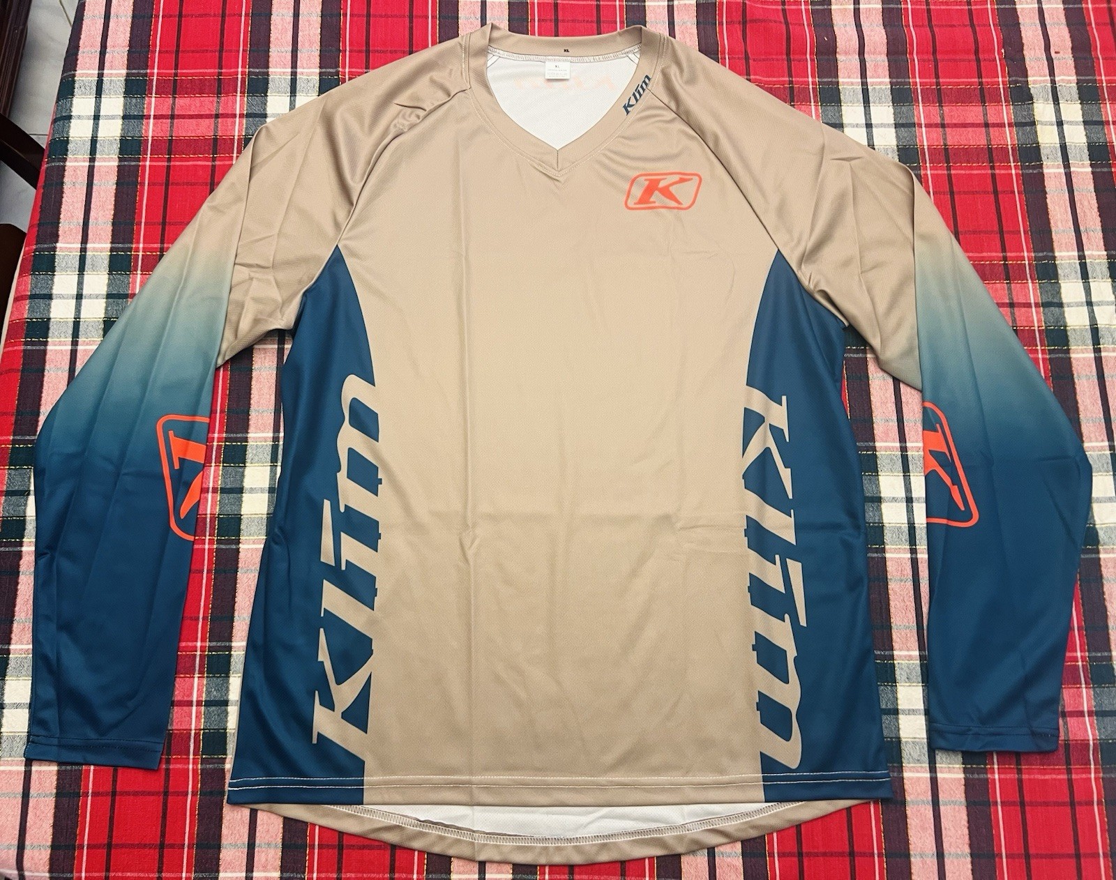 Klim Men’s XC Lite Long Sleeve Shirt/Jersey/Tan/Blue/Red/Size Large