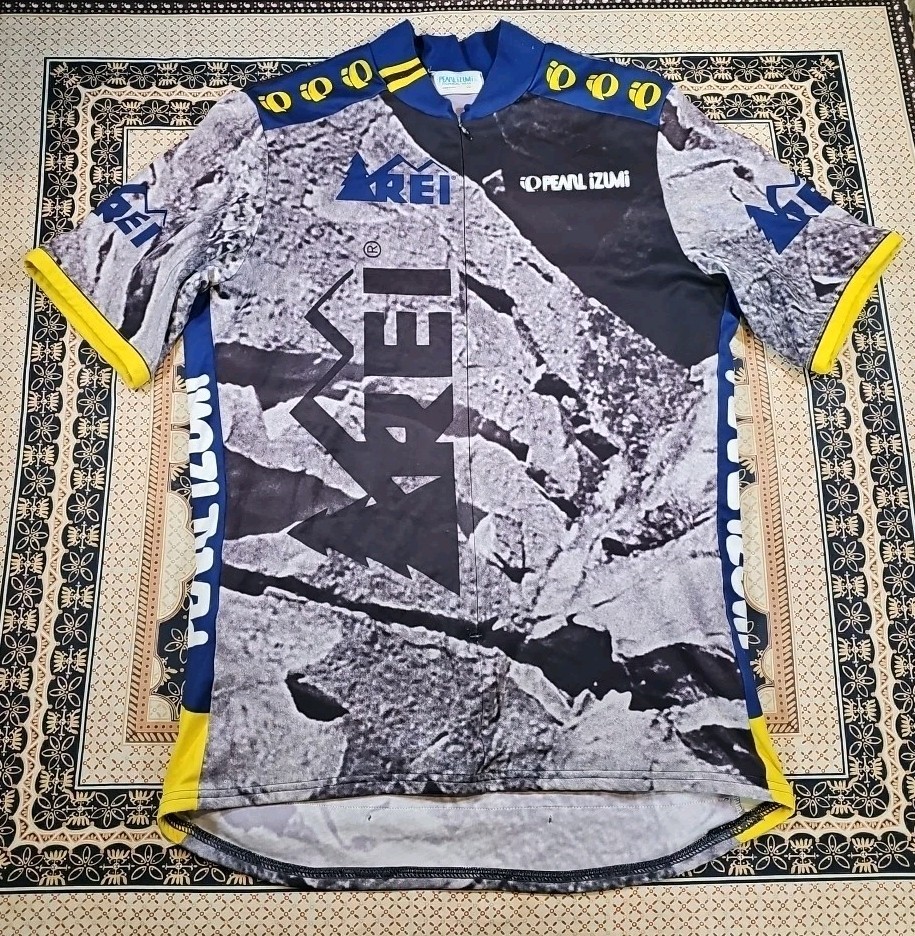 RARE 1990s VTG PEARL IZUMI / REI 3/4-Zip Cycling MTB Jersey MADE IN USA Large
