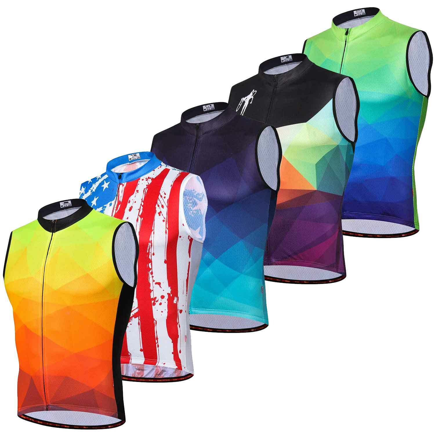 Men’s Reflective Biking Vest Top Sleeveless Cycle Cycling Jersey Shirts Full Zip