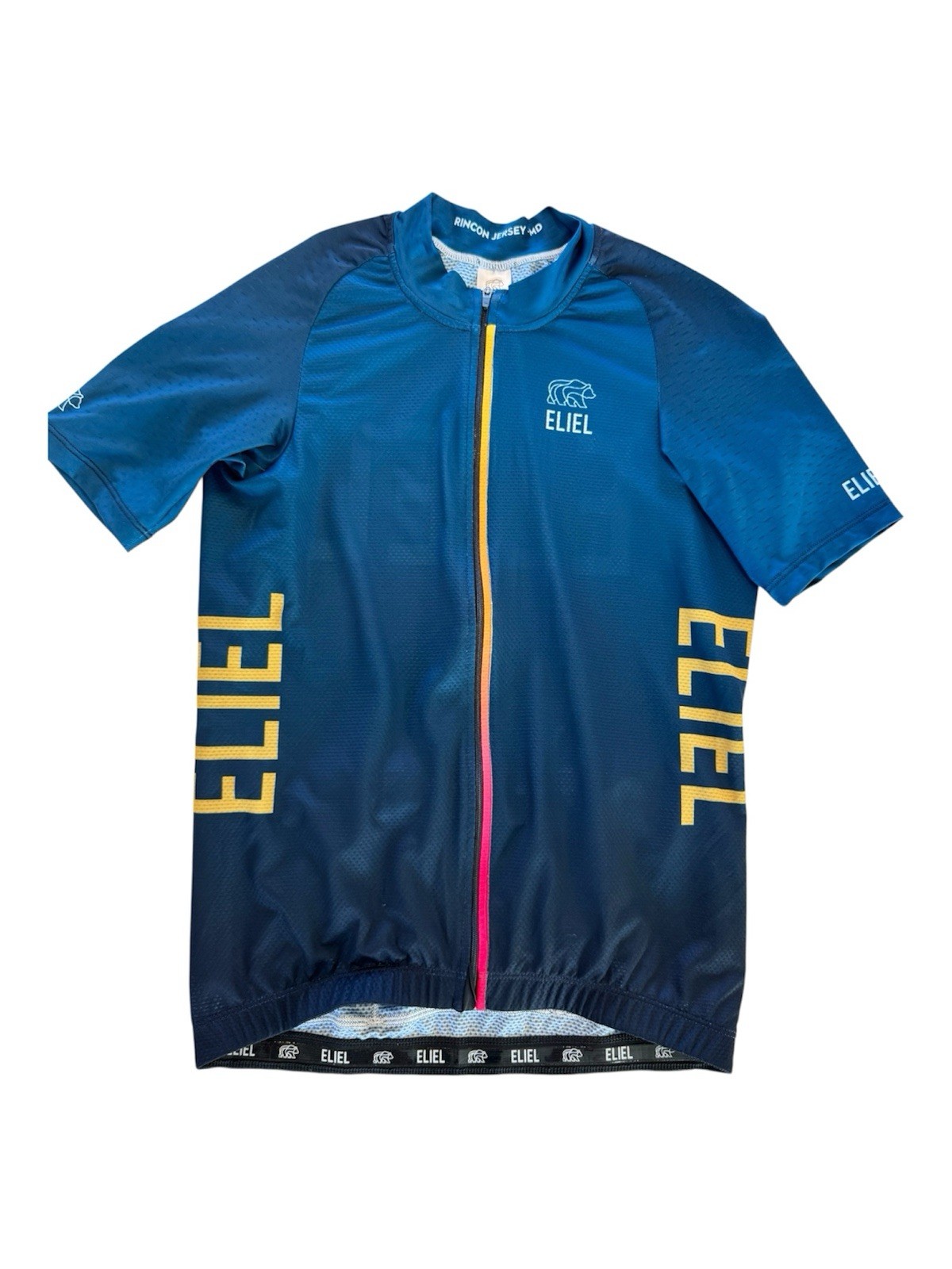 Eliel Rincon Men’s Cycling Jersey Blue Short Sleeve Full Zip Pockets Size Medium