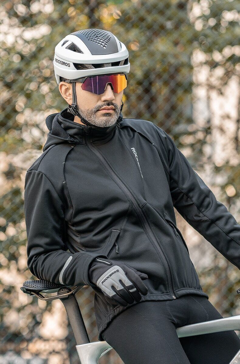 ROCKBROS Bicycle Winter Jacket Cycling Clothing Thermal Fleece Warmer Sportswear