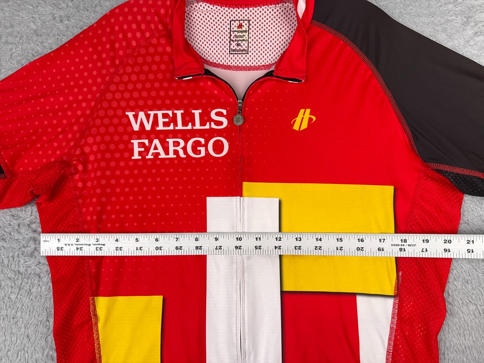 Hincapie Cycling Jersey Adult Extra Large Red Yellow Full Zip Short Sleeve Poly
