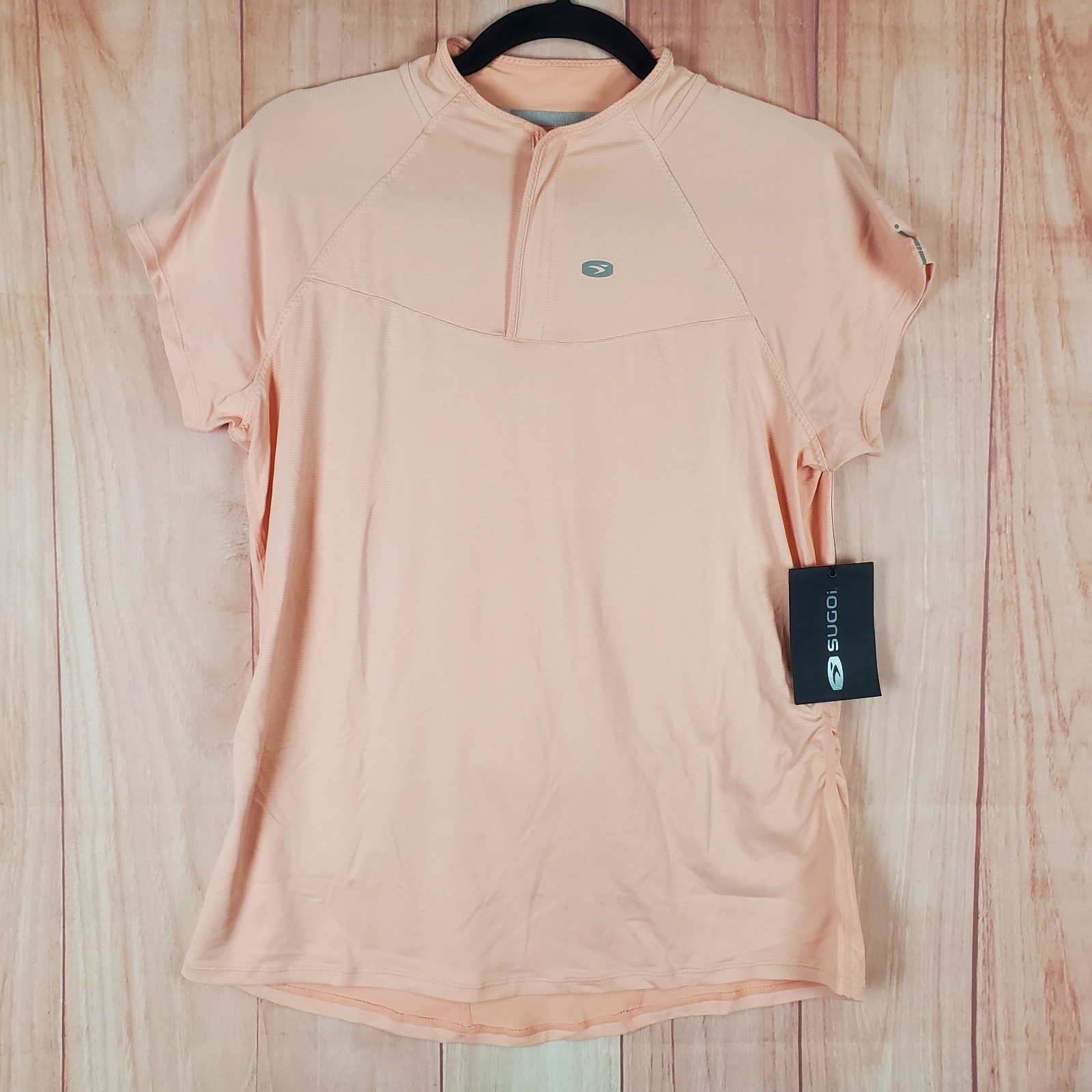 Sugoi RPM Cycling Jersey Womens Large Peach Fizz Stretch Slim Fit Quarter Zip