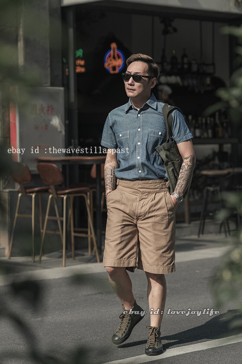 NON STOCK Chambray Short Sleeve Shirt Classic Men’s Regular Fit Workshirt Blue