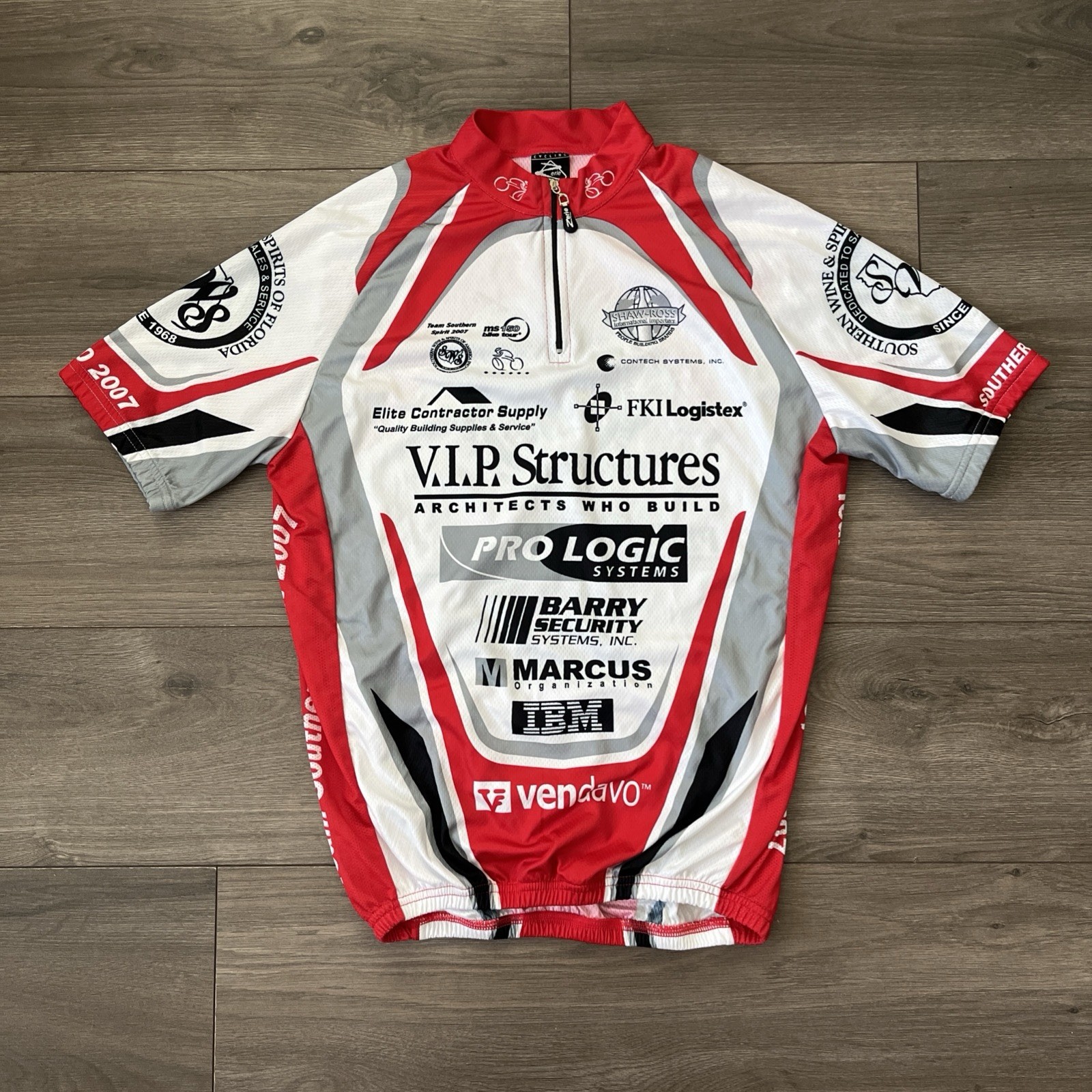 Zerie Cycling Jersey 1/4 Zip Short Sleeve Mens L Red White