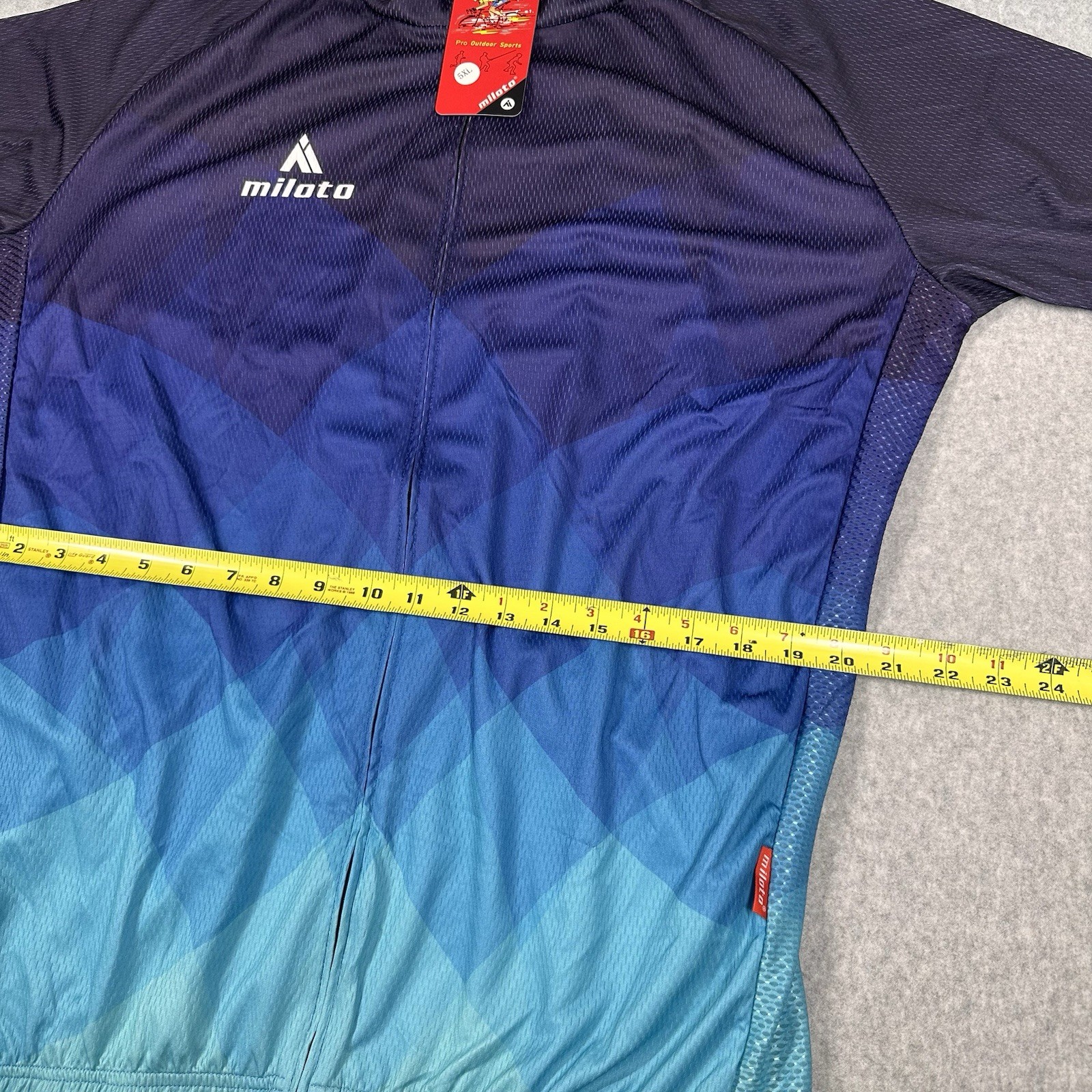 Miloto Racing Cycling Jersey 5XL Blue Aqua Full Zip Bottle Holder NWT