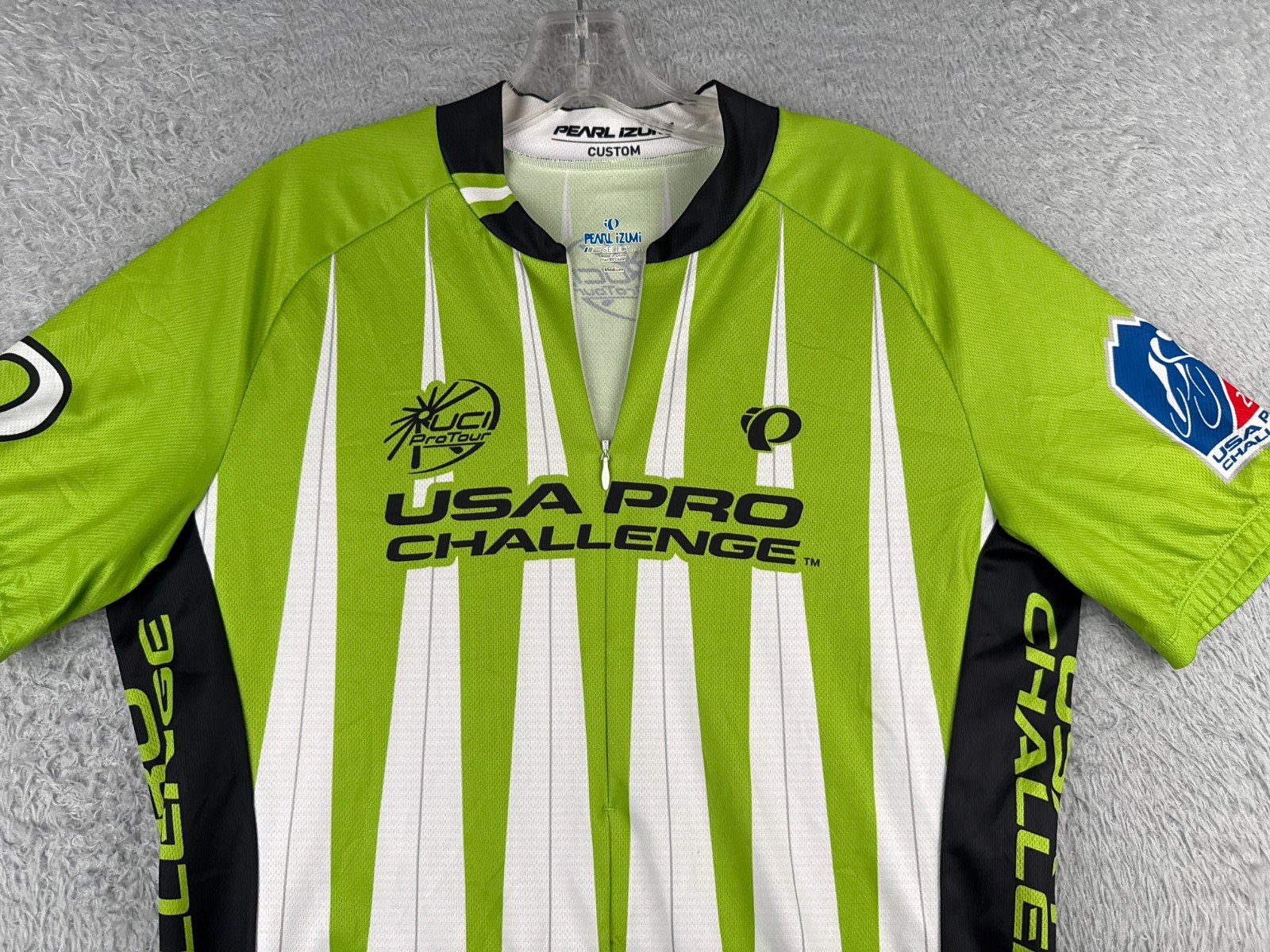 Pearl Izumi Cycling Jersey Adult Medium Green White USA Pro Challenge 1/2 Zip