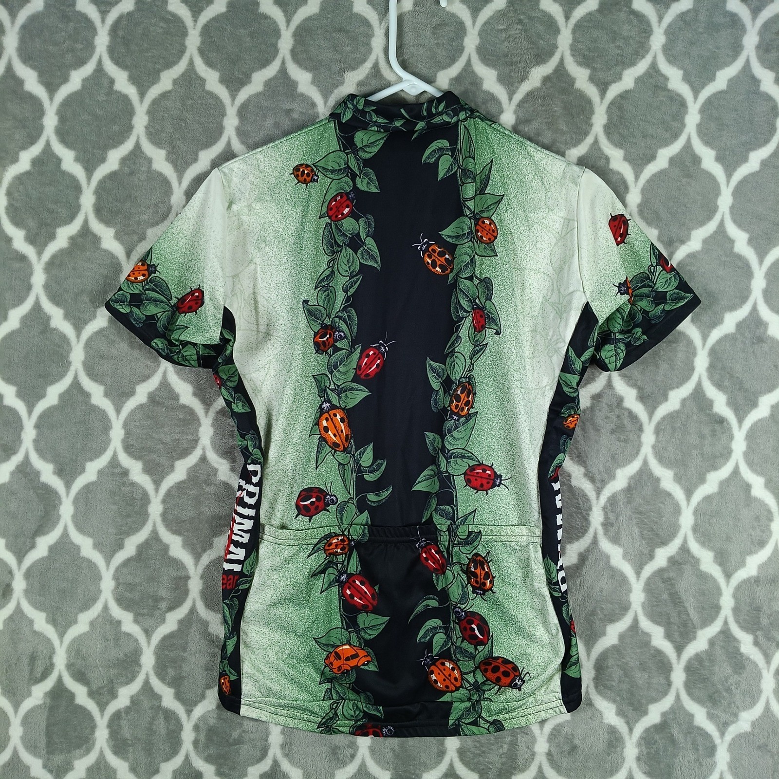 Primal Wear Cycling Jersey Women Medium Green Ladybug U Bug Me 3/4 Zip