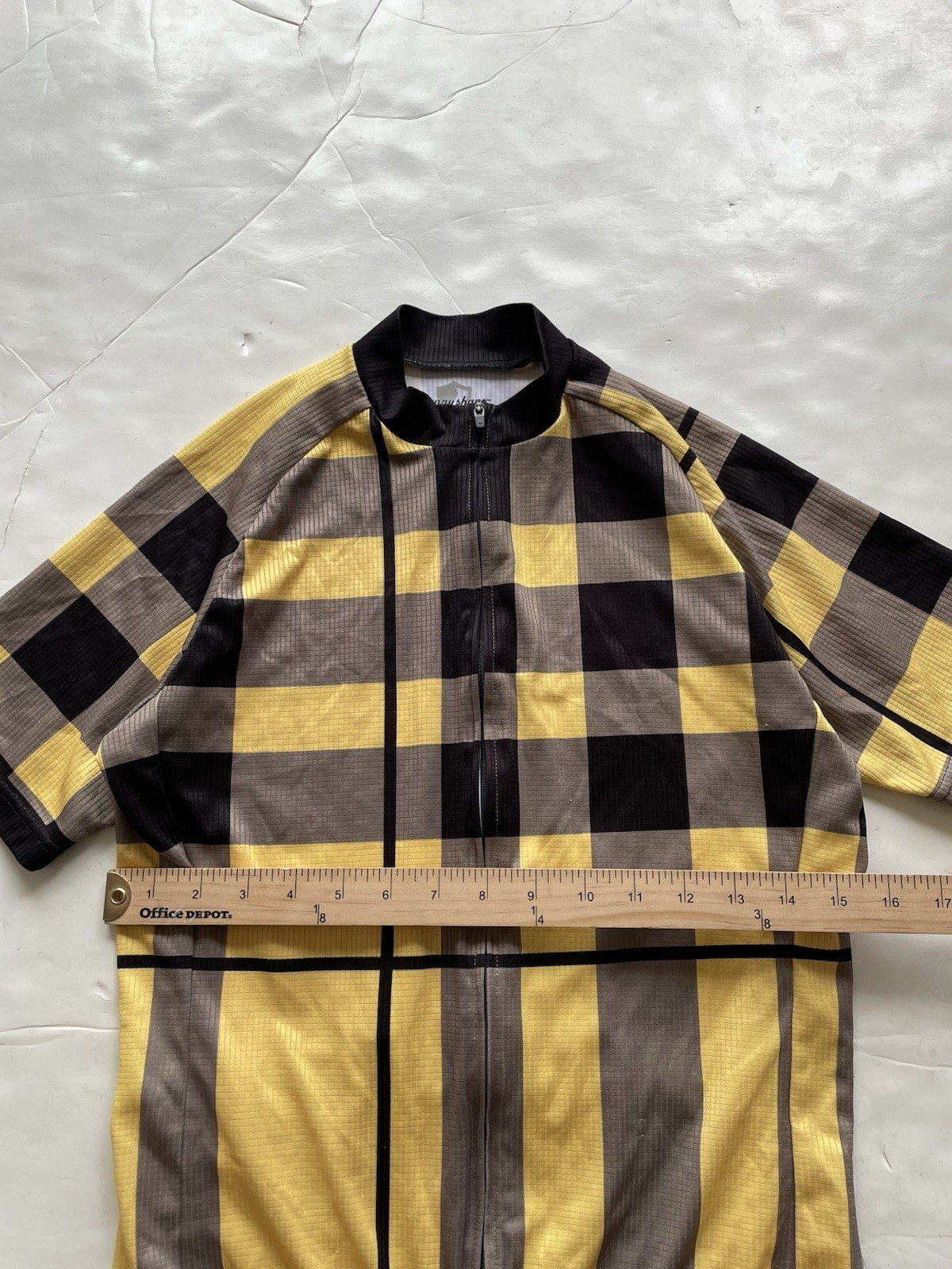 DannyShane Performance Cycling Jersey Men’s Small Yellow Plaid Charlie Brown