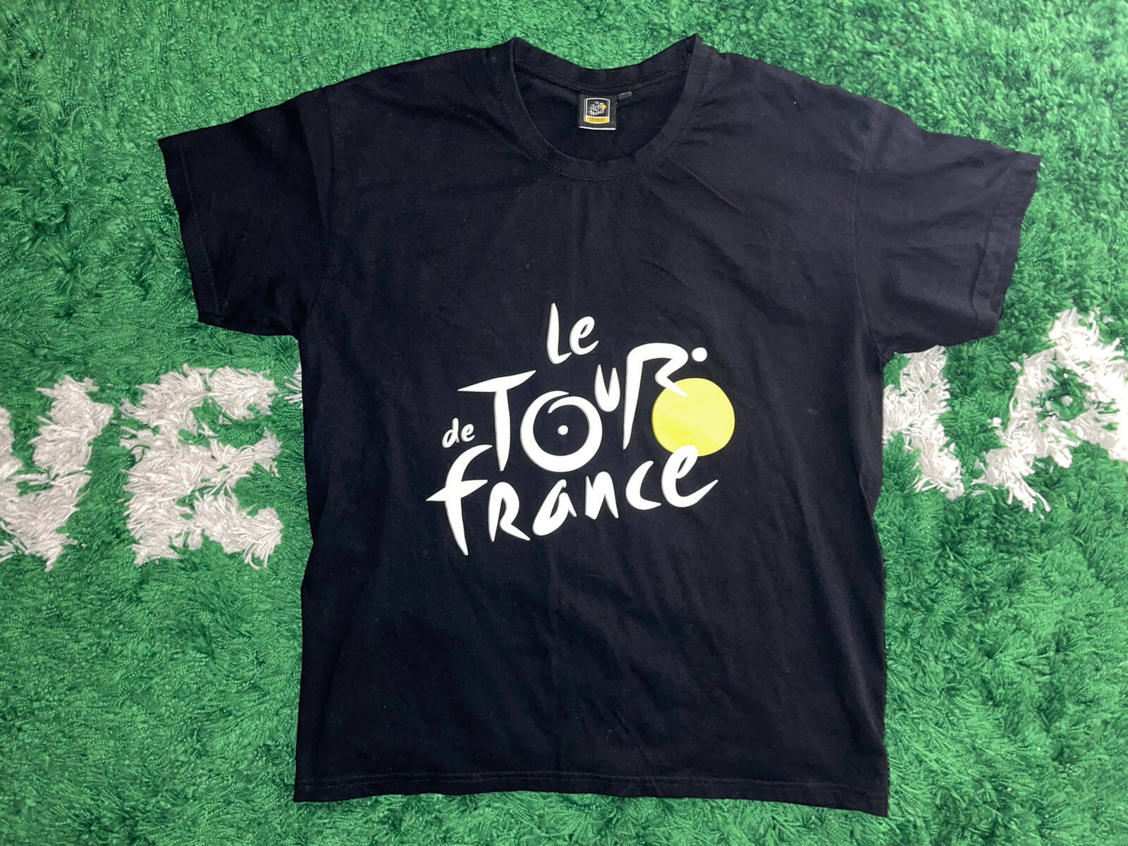 Le Tour De France Cycling Mens T-Shirt Black Spell Out Crew Neck 100% Cotton XL