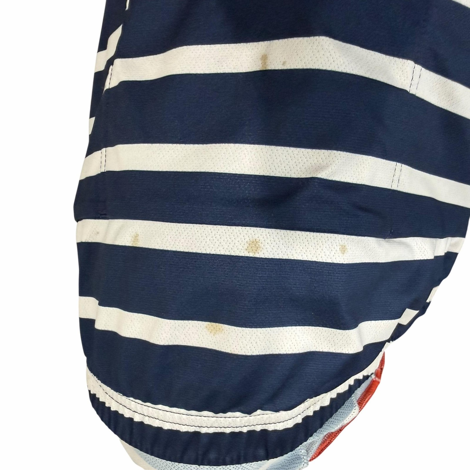 Velocio Cycling Jersey Mens Large Blue Navy White Breton Stripe Full Zip Pockets