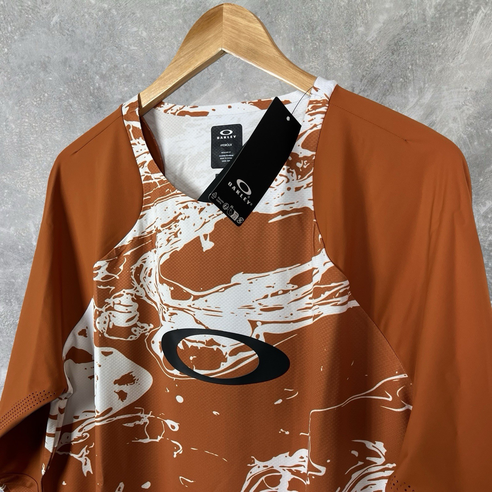 Oakley Seeker Airline Jersey Mens Large Orange White Long Sleeve MTB Cycling