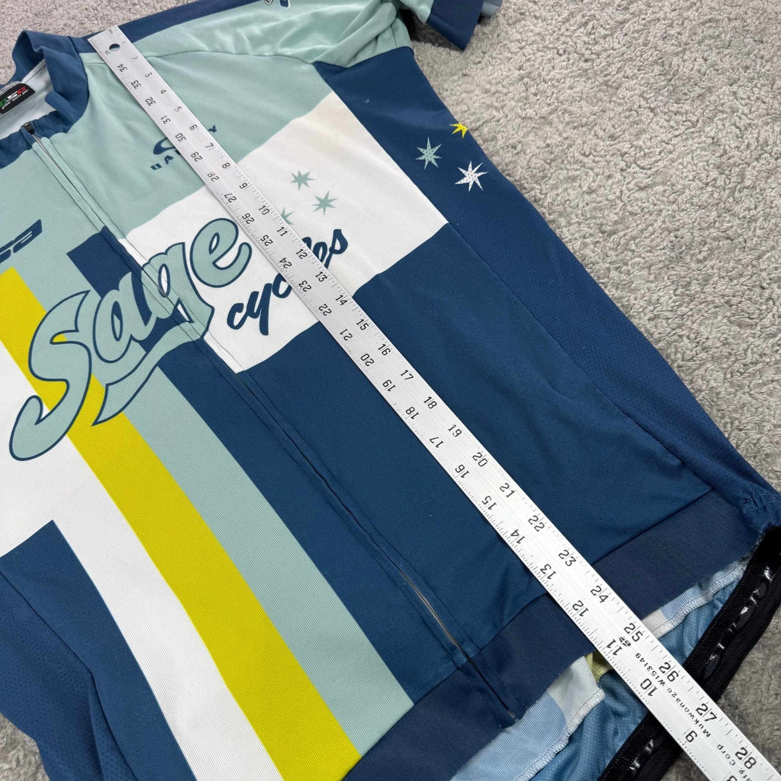 GSG Sage Cycles Oakley FSA Cycling Jersey Blue Teal Full Zip Short Sleeve Mens M