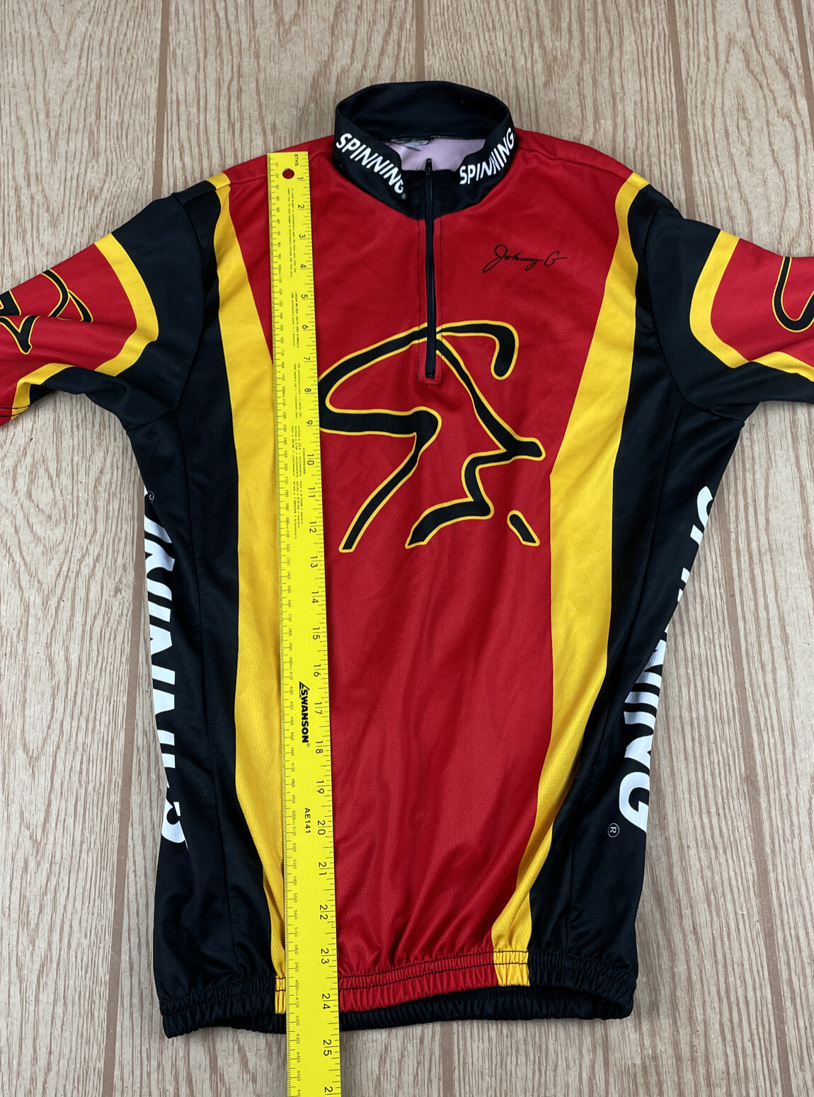 Mad Dog Athletics Cycling Jersey Red Yellow 1/4 Sz Sm Spinning Bicycle Technical