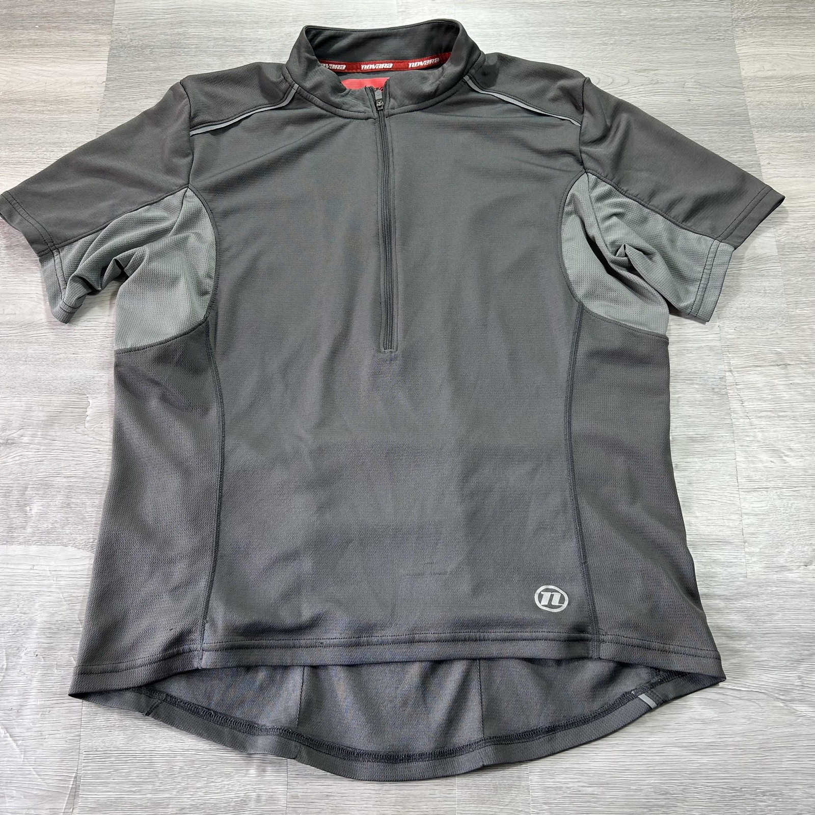 Novara Cycling Jersey Mens Large Gray 1/4 Zip Pockets Reflective Bike Shirt