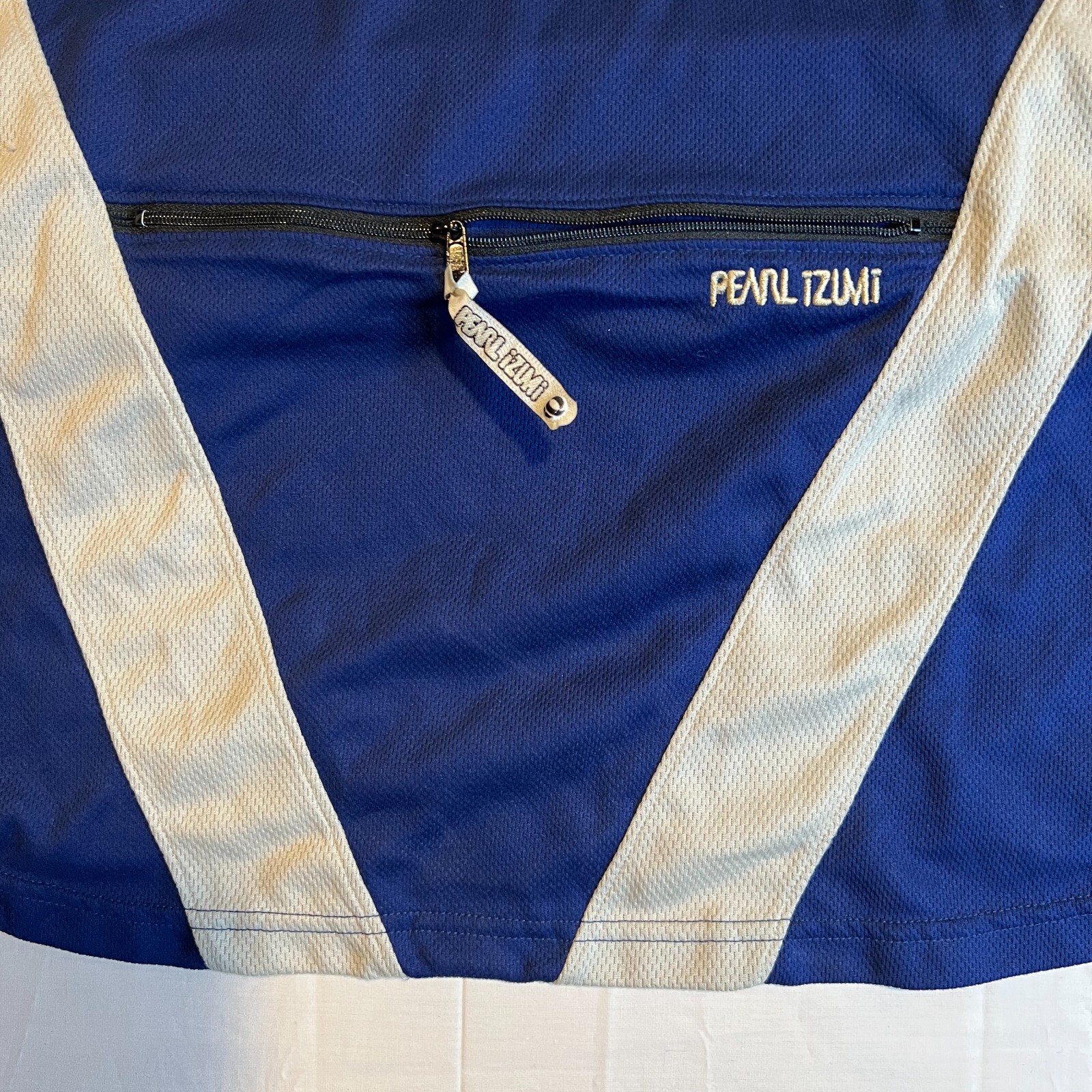 Pearl Izumi Mens Blue Short Sleeves Collared Pullover Bicycle Jersey Size Medium