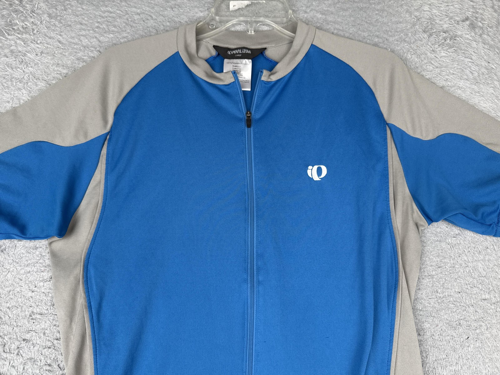 Pearl Izumi Cycling Jersey Mens Large Blue Full Zip Short Sleeve Pockets Bike
