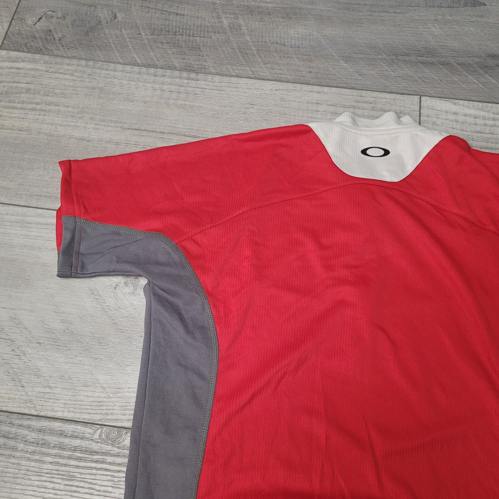 🚴Oakley Cycling Jersey Adult Medium Red Gray 1/4 Zip Short Sleeve🚴