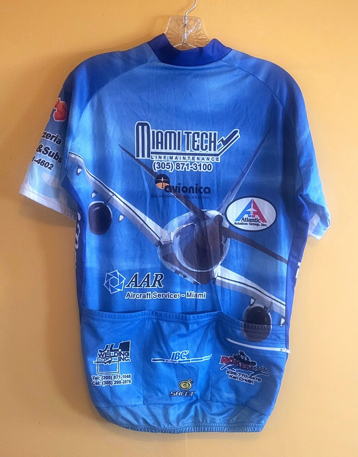 Passenger Airplane Safety Cycling Jersey New XL 3/4 Zip Pockets Free Shipping
