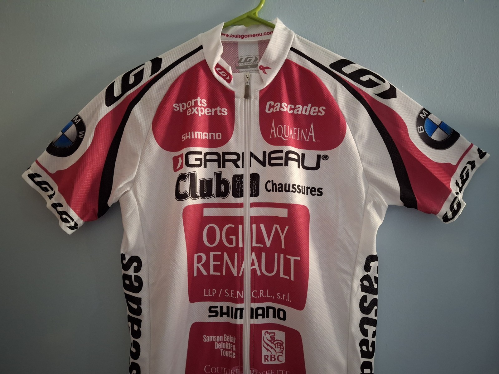 Louis Garneau Bike Shirt Breast Cancer Cycling Aquafina Oglivy Renault BMW M