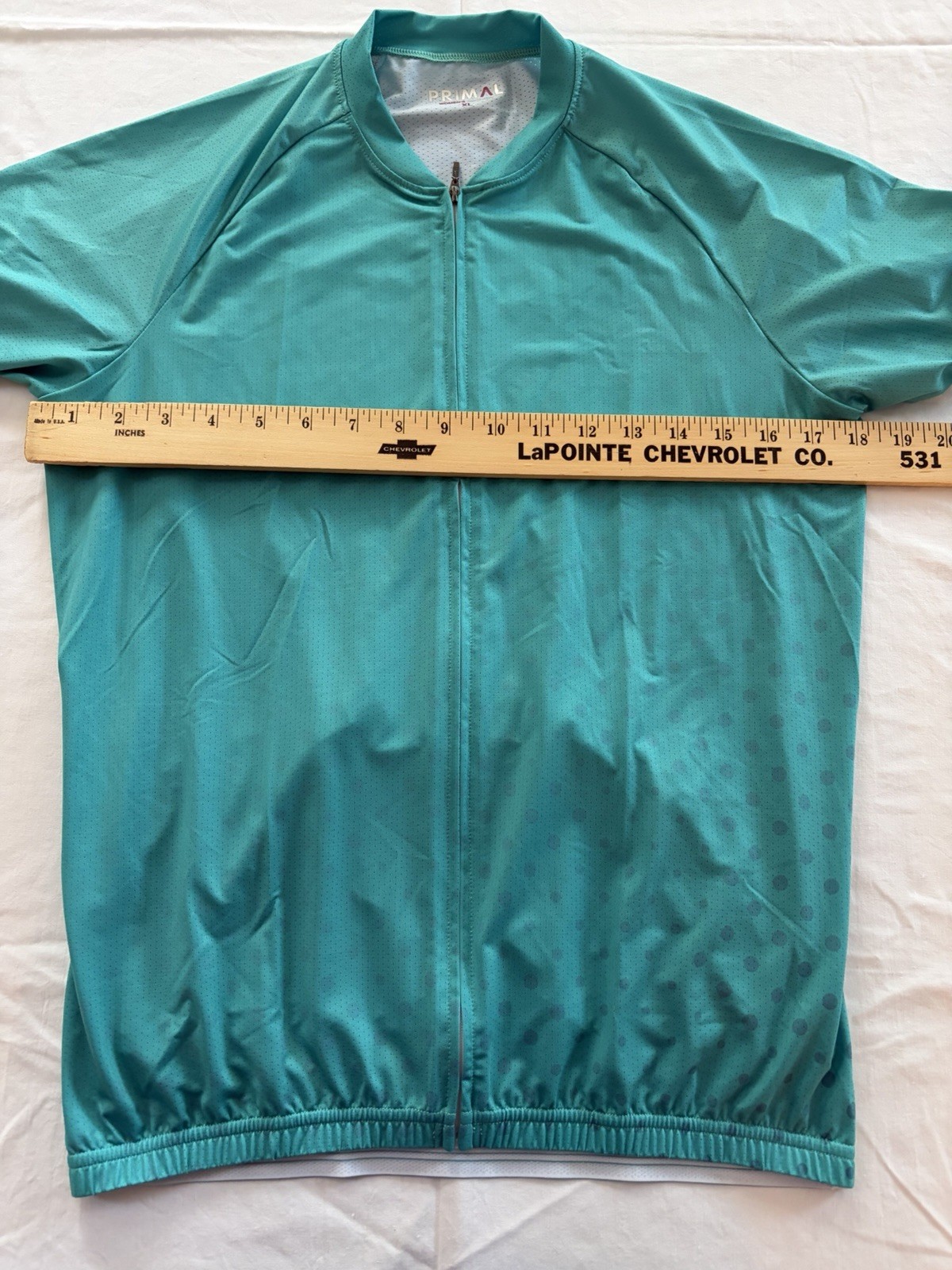 Primal Cycling Jersey Women’s Race Cut XL Teal Blue Dot Shirt Full Zip Race Fit