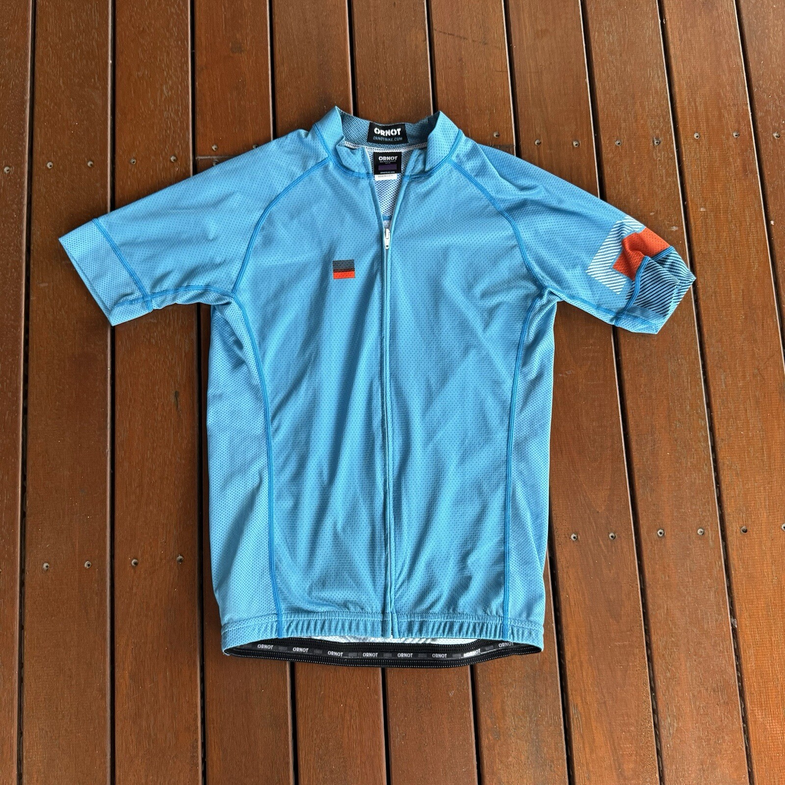 Ornot Size S Blue Cycling Jersey Full Zip Made in USA