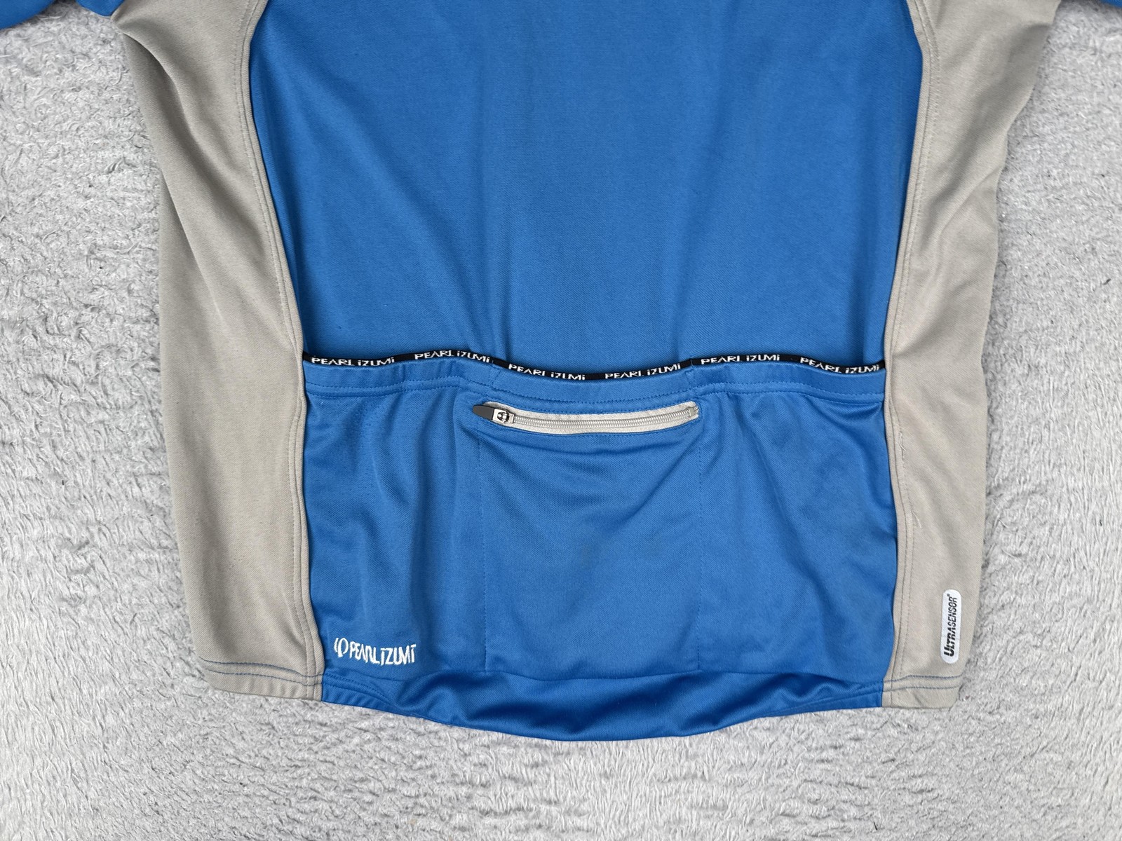 Pearl Izumi Cycling Jersey Mens Large Blue Full Zip Short Sleeve Pockets Bike