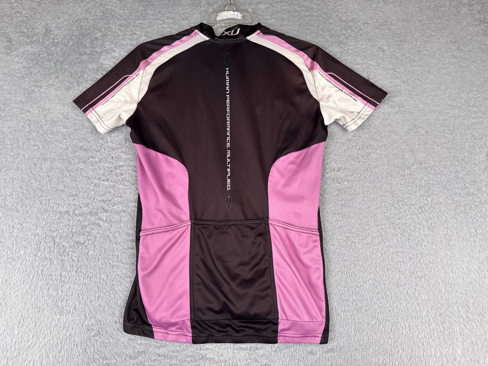 2XU Cycling Jersey Womens Medium Pink Black 1/2 Zip Short Sleeve 100% Polyester