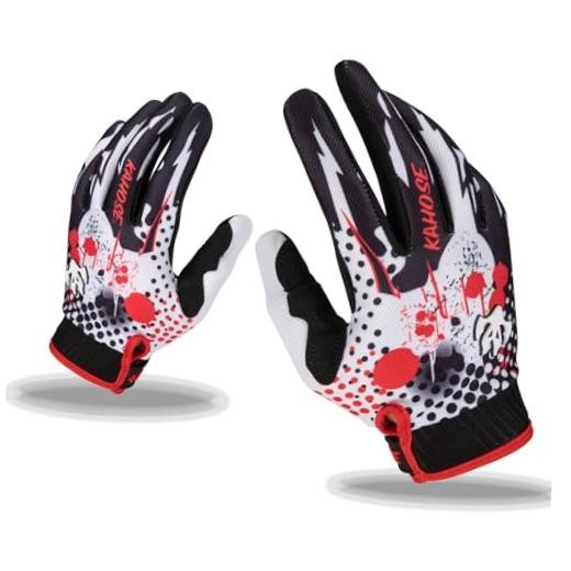Unisex Dirt Bike Gloves, Full Finge Touchscreen Motorcycle Medium Black/Red01