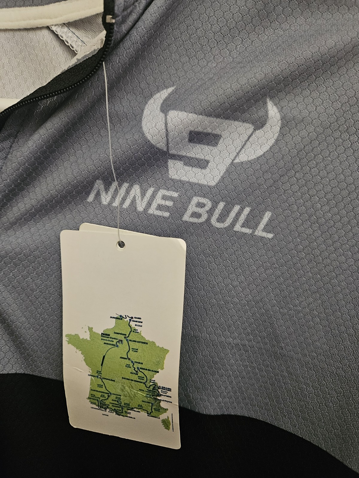 Nine Bull Cycling Jersey Mens Gray Sz XL Polyester Short Sleeve Pull Over New