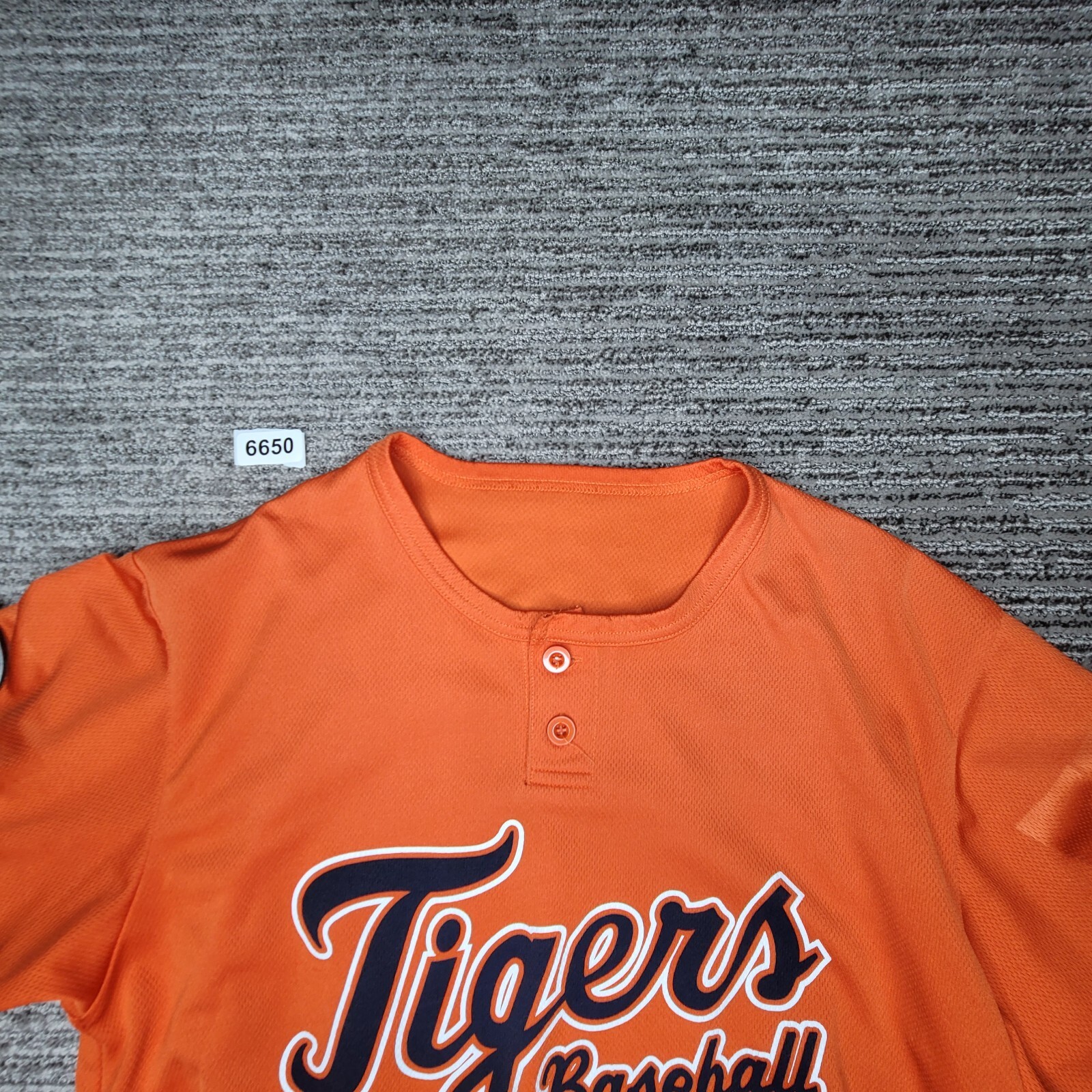 Sport Tek Size M Mens Baseball Jersey Tigers Loessberg Short Sleeve Orange