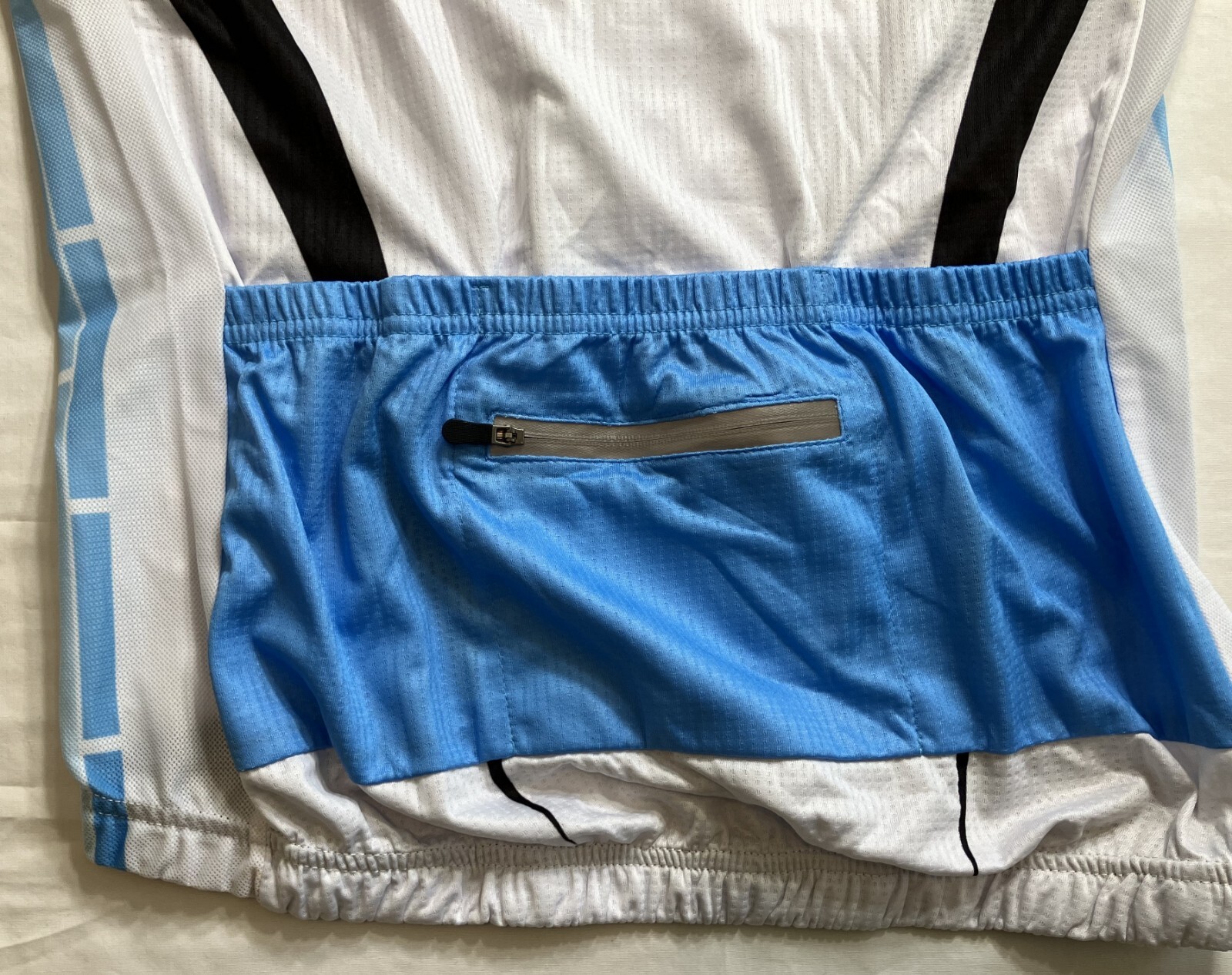 Xintown Bike Rider Jersey, Men’s Large Blue & White Elastic Bottom